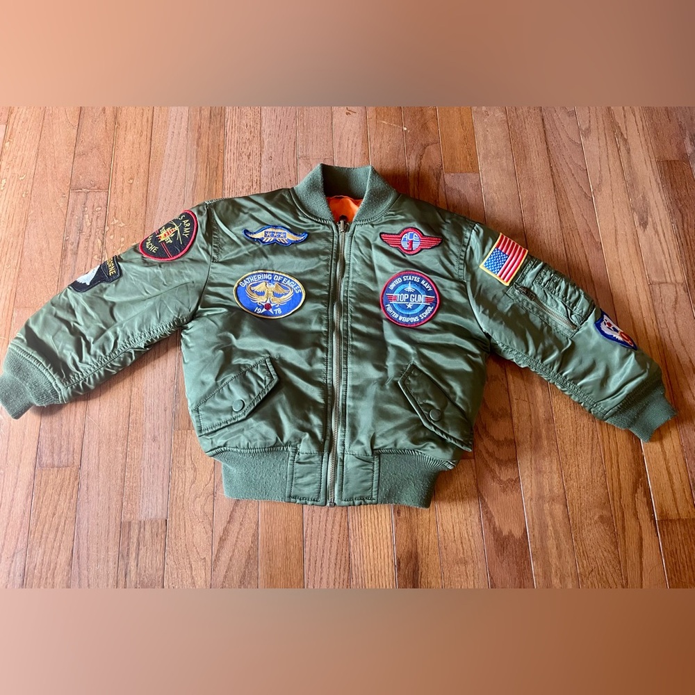 EUC - Alpha Industries Boys' MA-1 Bomber Jacket with Patches